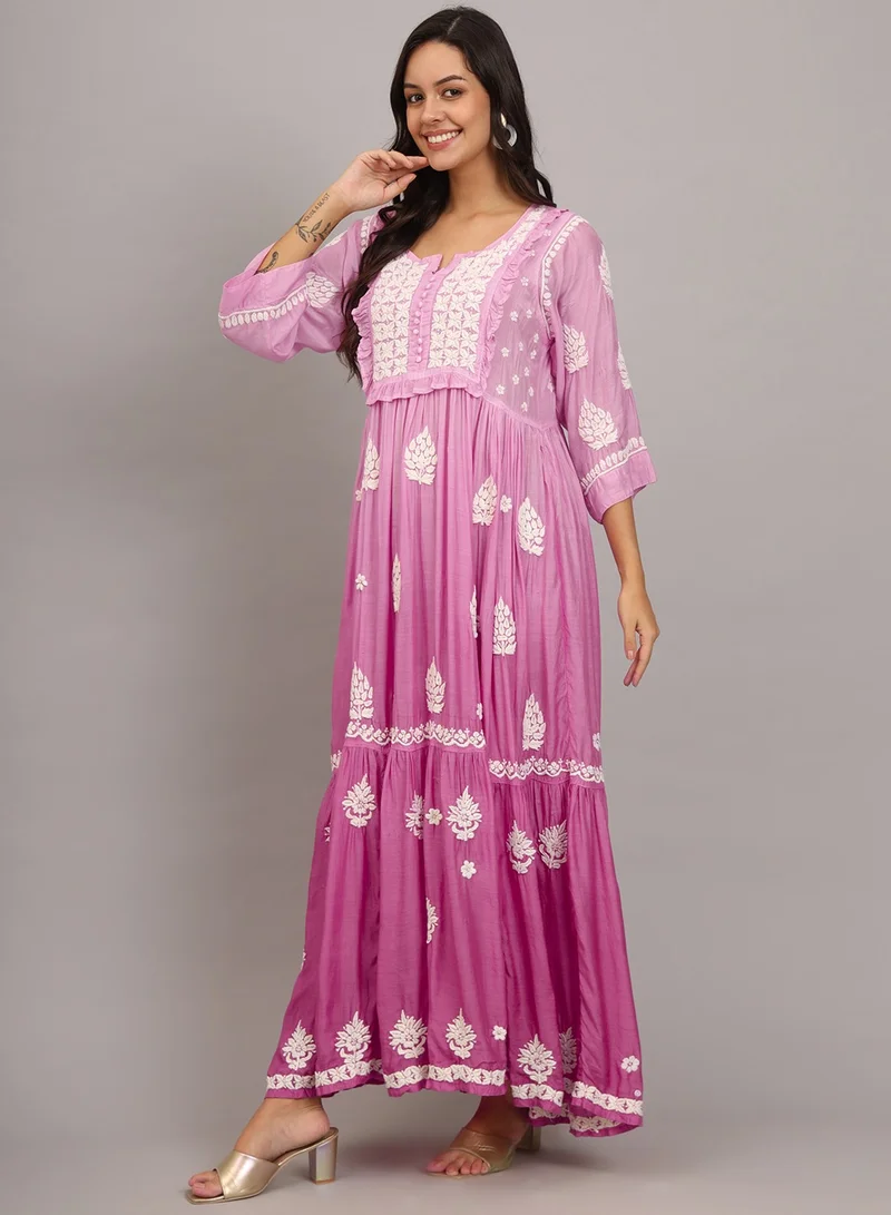Alaya Hand Embroidered Chikankari Muslin Jalabiya-AL4016