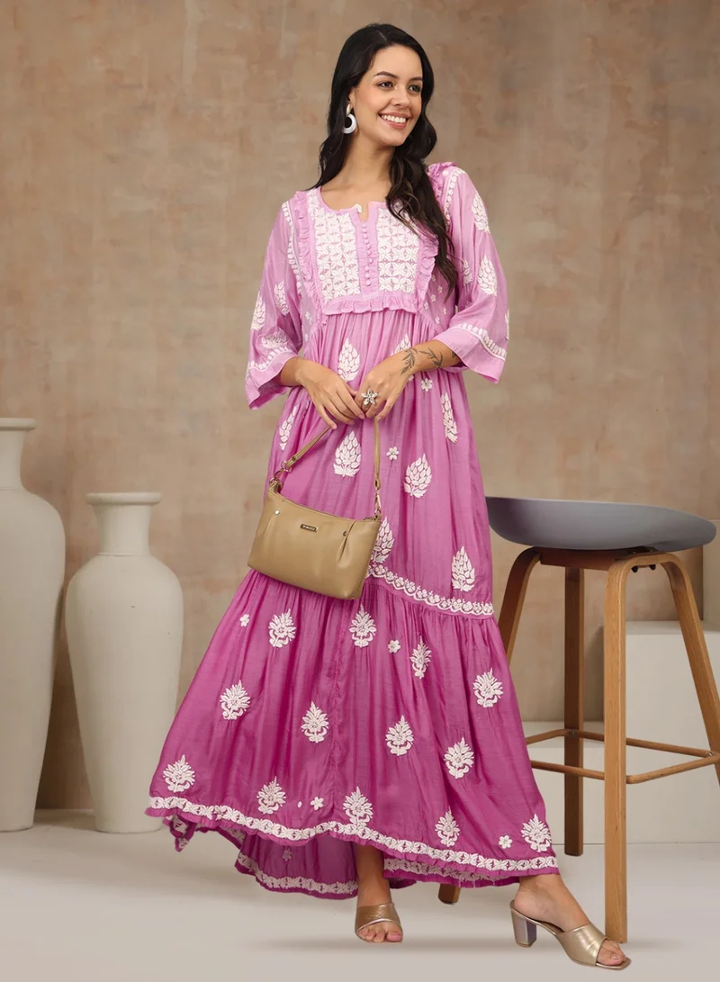 Alaya Hand Embroidered Chikankari Muslin Jalabiya-AL4016