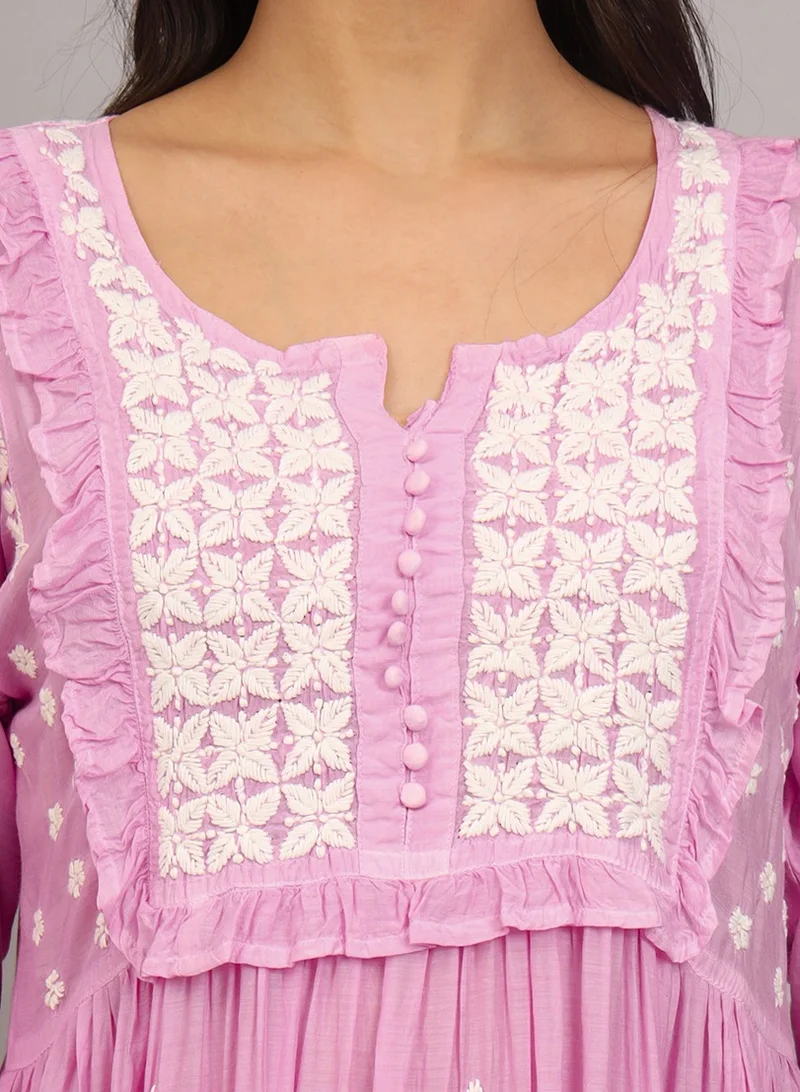 Alaya Hand Embroidered Chikankari Muslin Jalabiya-AL4016