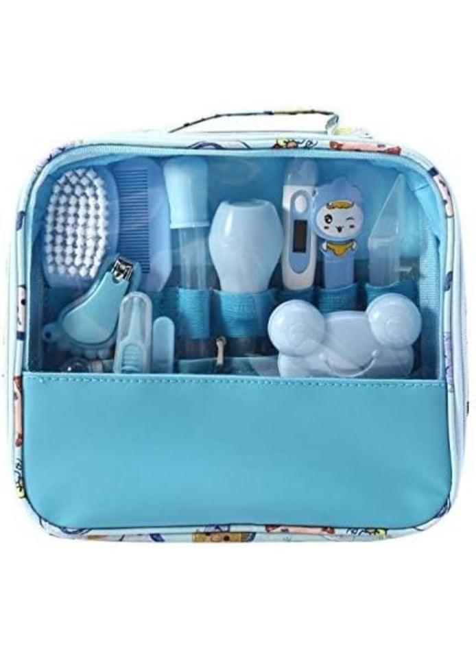 Generic Moonvvin 13pcs Baby Care Kit / Health Care Accessories Set for Home Travel Health Care Accessories with Carry Bag (Blue)  - Image 1