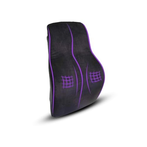 Wakefit Back Support Cushion for Chair | 1 Year Warranty | Back Support for Office Chair, Car Seat Back Support, Velvet Finish (45 x 41 x 12cms - Black) - Image 1