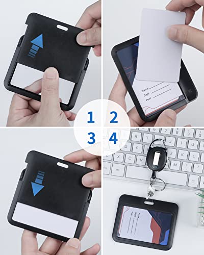 Uniclife 3 Pack Sliding ID Badge Holder Black Horizontal Hard Plastic Case with Clear Window Card Protector Pouch for Office School ID Credit Cards Proximity Key Cards Driver’s Licenses and Passes - Image 5