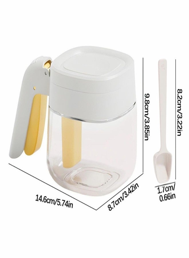 Baskety Spice Container with Airtight Lid and Spoon Storage Jar for Salt, Sugar & Masala Powders (White & Yellow; Pack of 2) - Image 2