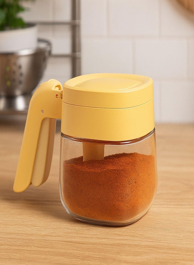 Baskety Spice Container with Airtight Lid and Spoon Storage Jar for Salt, Sugar & Masala Powders (White & Yellow; Pack of 2) - Image 4