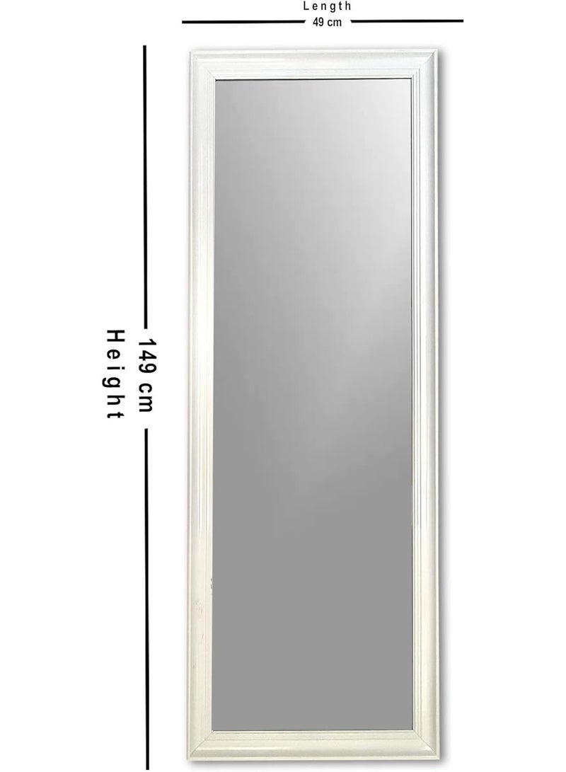Lumina Mirror Full Length Hanging or Leaning Against Wall, Large Rectangle Bedroom Mirror, Floor Mirror, Dressing Mirror, Wall-Mounted Mirror, PVC Frame - White - Image 2