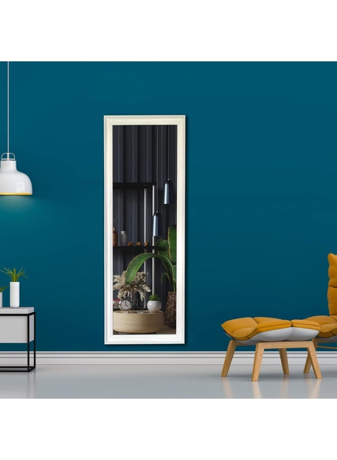 Lumina Mirror Full Length Hanging or Leaning Against Wall, Large Rectangle Bedroom Mirror, Floor Mirror, Dressing Mirror, Wall-Mounted Mirror, PVC Frame - White - Image 1