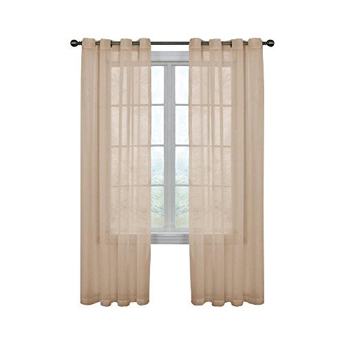 CurtainFresh Odor Neutralizing Sheer Voile Grommet Window Curtain for Bedroom or Living Room (1 Panel), 59 in x 120 in, Latte - Image 1