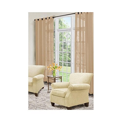 CurtainFresh Odor Neutralizing Sheer Voile Grommet Window Curtain for Bedroom or Living Room (1 Panel), 59 in x 120 in, Latte - Image 2
