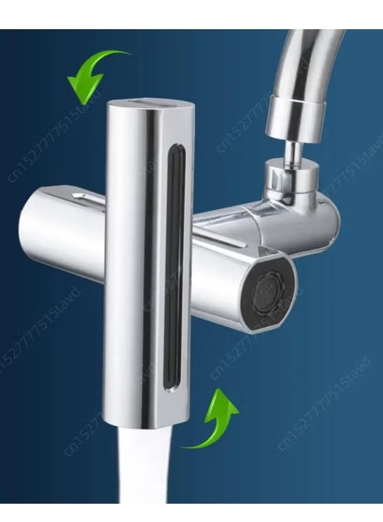 GUIGUZI Bathroom Tap Attachment, Rotating Waterfall Tap Aerator Extension, 4-in-1 Multifunctional Water Saver for Tap, Rotating Tap Aerator for Kitchen Taps - Image 4