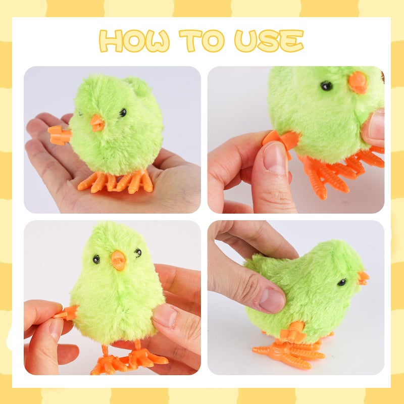 3 otters 12PCS Wind Up Chick Toys, Colorful Wind-Up Jumping Cute Chicken Plush Chicks Toys for Kids Goodie Bags, Party Favors - Image 4
