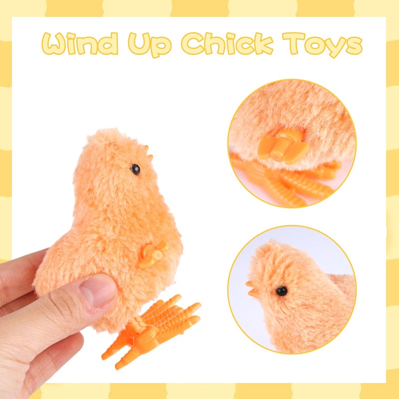 3 otters 12PCS Wind Up Chick Toys, Colorful Wind-Up Jumping Cute Chicken Plush Chicks Toys for Kids Goodie Bags, Party Favors - Image 3