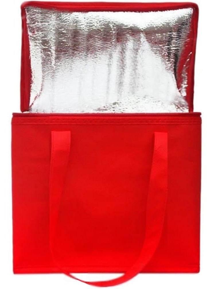 Large food and beverage storage bag lined with thermal foil for travel and trips, measuring 30 x 30 x 30 cm (red) - Image 4