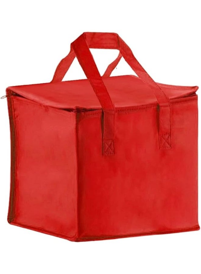 Large food and beverage storage bag lined with thermal foil for travel and trips, measuring 30 x 30 x 30 cm (red) - Image 2