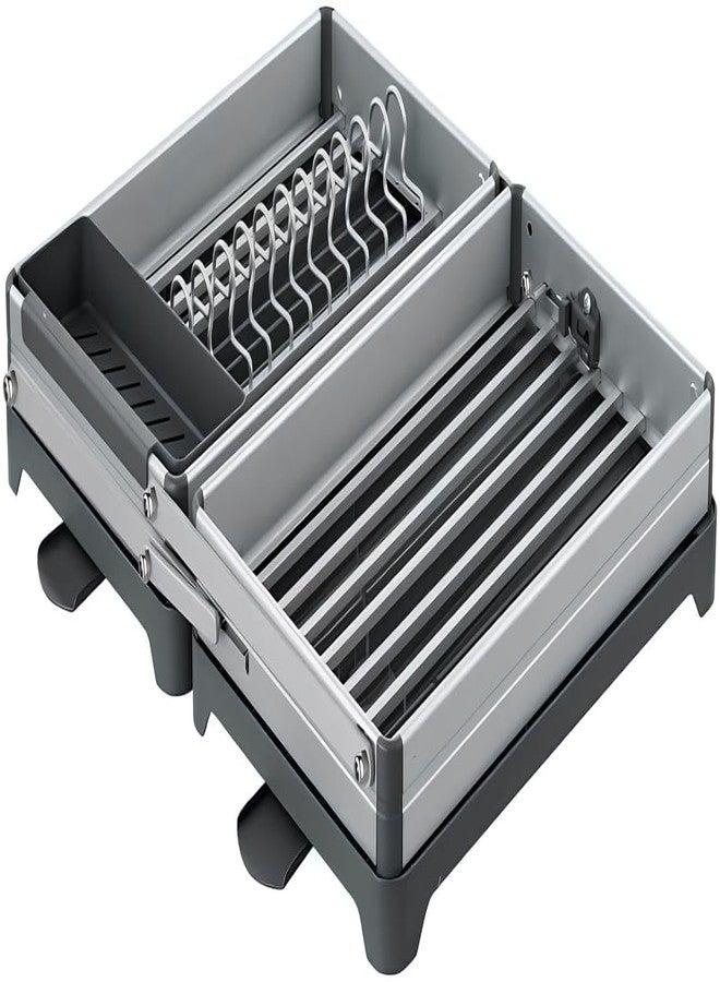 Cyrox Double Tier Dish Drainer, Collapsible Aluminium Kitchen Rack with Cutlery Holder, Foldable Dish Drying Stand for Countertop, Rustproof, Space-Saving Design (1Pcs) - Image 4
