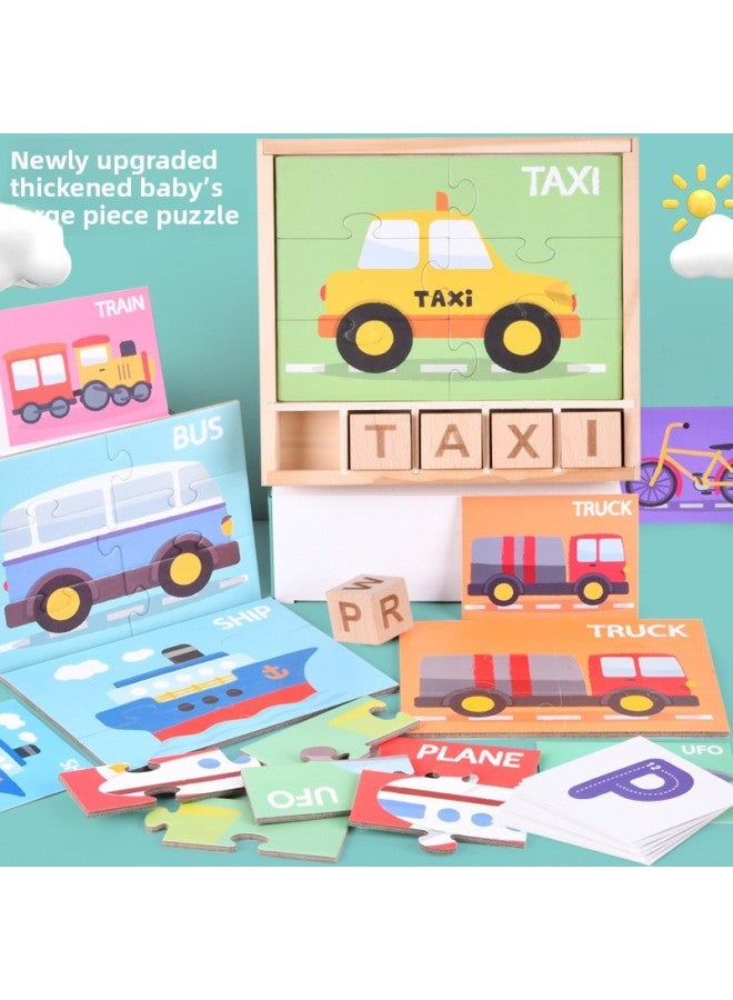 Children's Block Word Puzzle 0.8 Cognitive Building Blocks Children's Enlightenment Early Education English Word Cognitive Spelling Toys-Color:Traffic  - Image 3