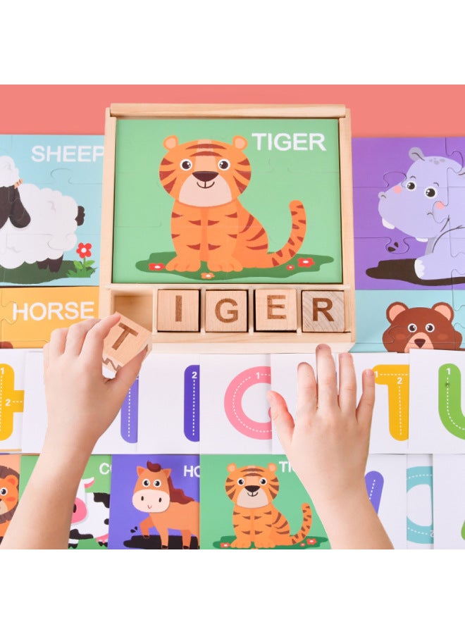 Children's Block Word Puzzle 0.8 Cognitive Building Blocks Children's Enlightenment Early Education English Word Cognitive Spelling Toys-Color:Traffic  - Image 2