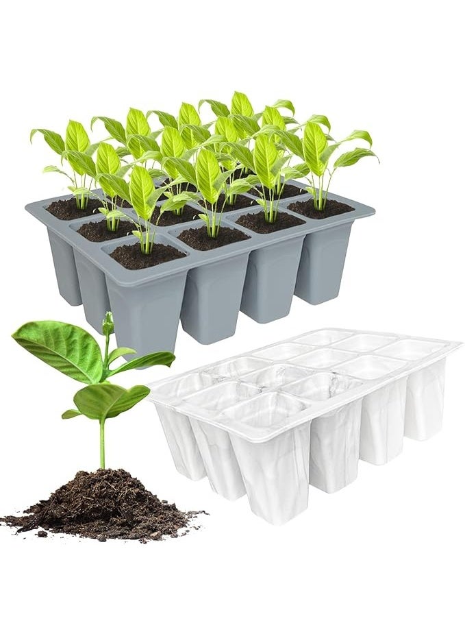 Arabest Seed Trays, 2 Pcs 12 Cells Silicone Seed Starting Tray, Reusable Seed Starter Container For Nursery Growing Plants Propagation Germination, Trays Kit Plastic For Greenhouse/Garden Green - Image 5