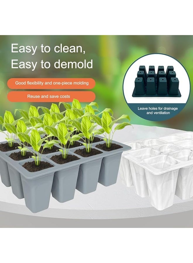 Arabest Seed Trays, 2 Pcs 12 Cells Silicone Seed Starting Tray, Reusable Seed Starter Container For Nursery Growing Plants Propagation Germination, Trays Kit Plastic For Greenhouse/Garden Green - Image 4