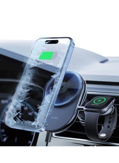 Magnetic Ice Cooling Wireless Car Charger for Magsafe, 2 in 1 iPhone 15 Pro Max and iWatch 9 Series, Compatible with iPhone 15/14/13/12 Series, Detachable Watch Charging Solution