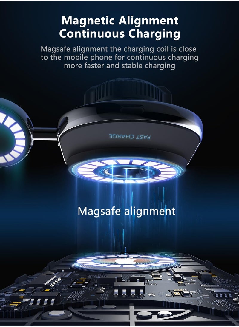 Generic - Magnetic Ice Cooling Wireless Car Charger for Magsafe, 2 in 1 iPhone 15 Pro Max and iWatch 9 Series, Compatible with iPhone 15/14/13/12 Series, Detachable Watch Charging Solution - Image 1