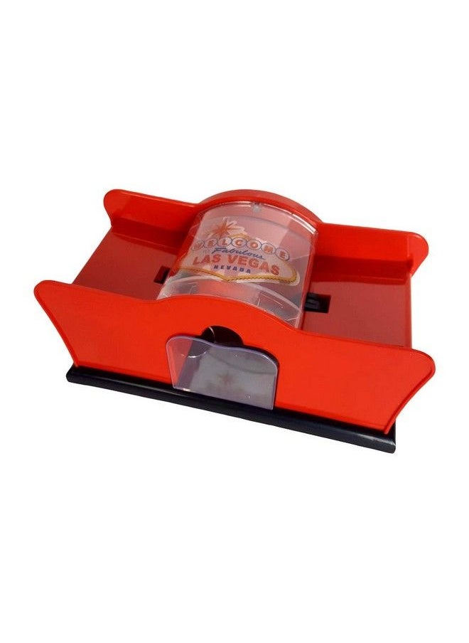 CHH 2 Deck Hand Crank "Welcome To Las Vegas" Card Shuffler Red & Black  - Image 1