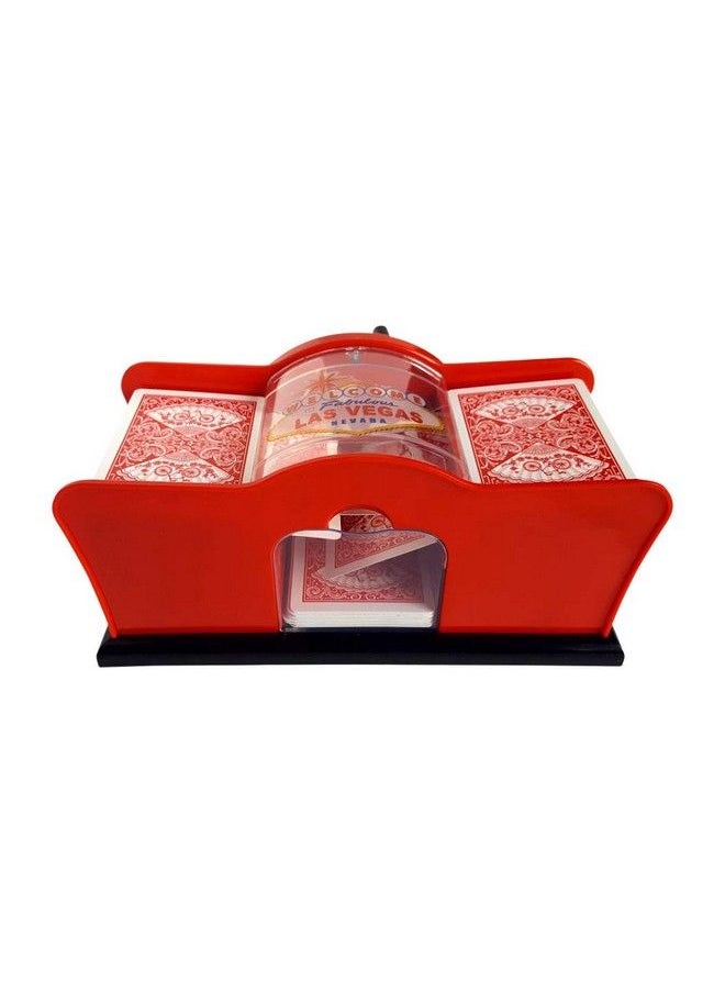 CHH 2 Deck Hand Crank "Welcome To Las Vegas" Card Shuffler Red & Black  - Image 5