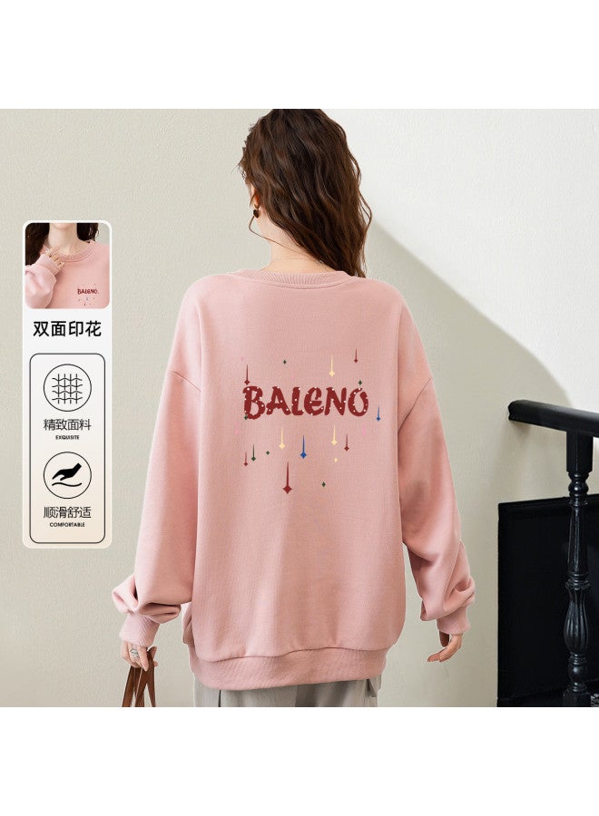 Baleno Women'S Round Neck Sweatshirt, Autumn Loose Slimming Design Long Sleeve T-Shirt Sweatshirt For Women - Image 2