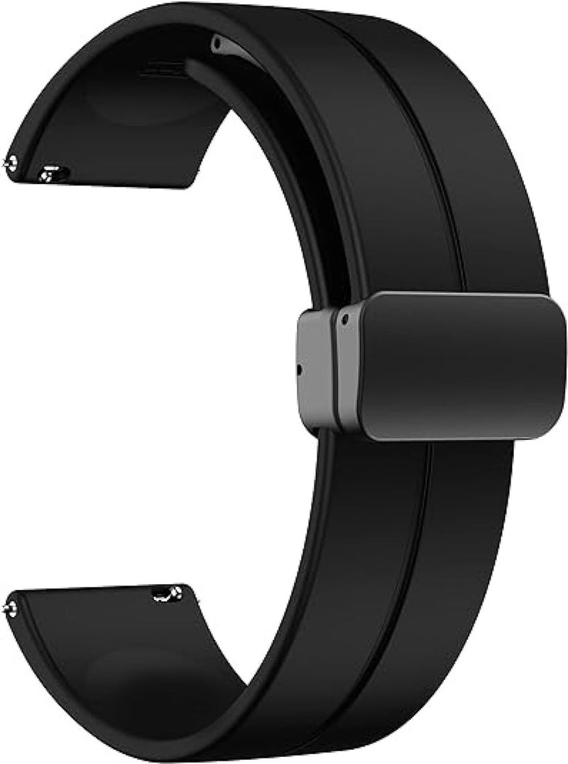 VEROX 20MM Watch Strap with Magnetic Folding Lock Compatible with Bip/Pro/Lite,Bip S,Samsung Galaxy Watch 4/ Watch 5,GTS 2 Mini Comaptible with All 20MM Watch- Black - Image 5