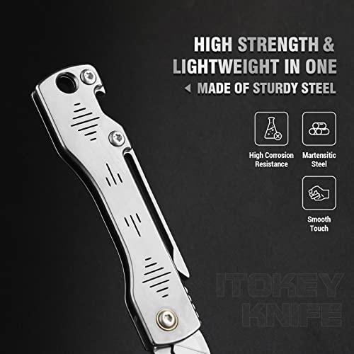 ITOKEY Folding Scalpel Knife, Scalpel Pocket Knife, Scalpels Surgical with 10pcs #23 Replaceable Razor Blades, Bottle Opener - Bread Lame Dough Scoring Tool, EDC Utility Knives, Small Keychain Knives for Men Outdoor Skinning - Image 5