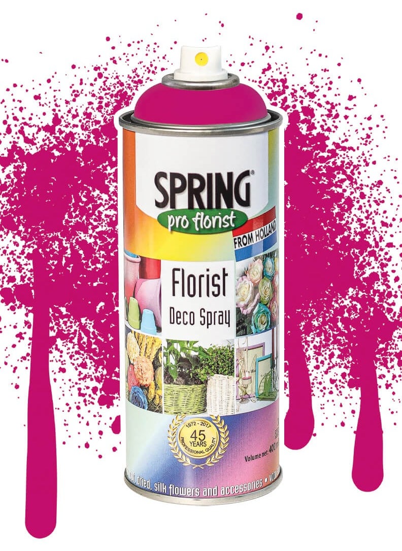 SPRING Spring Color Spray Fluor Rose, 400ml, High-Quality Floral Spray for Fresh or Artificial Flowers 