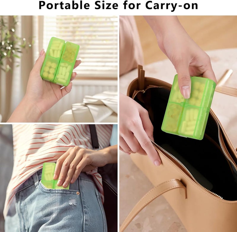 FYY Daily Pill Organizer, 7 Compartments Portable Pill Case Travel Pill Organizer,[Folding Design]Pill Box for Purse Pocket to Hold Vitamins,Cod Liver Oil,Supplements and Medication-Clear Green - Image 5