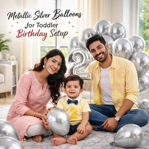 Propsicle 12 inch Silver Theme HD Metallic Latex Balloons Pack of 50 - Birthday Decoration for Girls, Boys, Toddler, Men & Women, Bachelor Bachelorette Anniversary Celebration Decor - Image 4