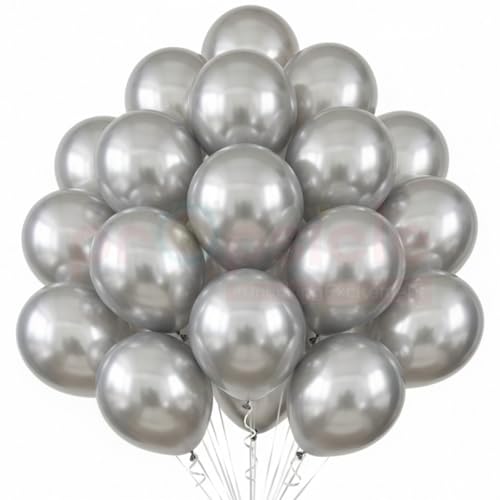 Propsicle 12 inch Silver Theme HD Metallic Latex Balloons Pack of 50 - Birthday Decoration for Girls, Boys, Toddler, Men & Women, Bachelor Bachelorette Anniversary Celebration Decor - Image 1
