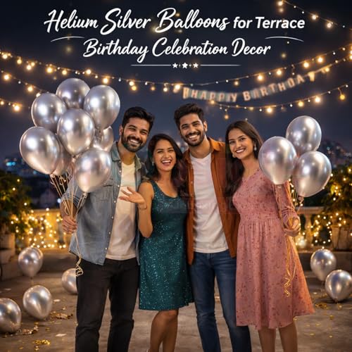 Propsicle 12 inch Silver Theme HD Metallic Latex Balloons Pack of 50 - Birthday Decoration for Girls, Boys, Toddler, Men & Women, Bachelor Bachelorette Anniversary Celebration Decor - Image 5