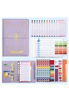 SYOSI Budget Binder Planner A6 PU Leather Ring Binder Notebook, Clear Pockets 12 Pcs Expense Sheets Various Sticker Labels Money Saving for Budgeting for Travel and Diary  - Image 1