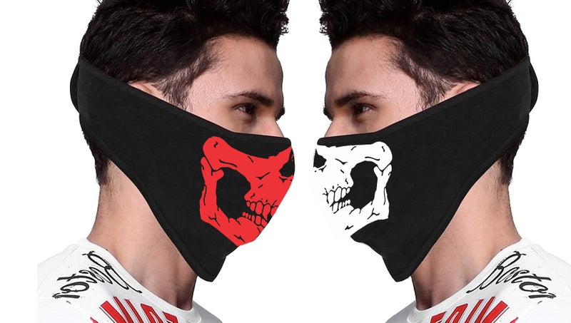 PrimeBox Men Pro Cotton Fabric Bike Riding Washable Reusable Dust Protection Cover Face Mask For Men Women Balaclava Neck Gaiter Bandana 9in1 tube Black pack of 2pcs mask - Image 1