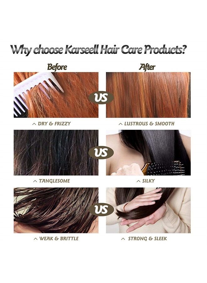 Karseell قناع الشعر بالكولاجين والماكا لإصلاح عميق وترطيب الشعر وزيت الأركان وزيت جوز الهند للشعر الجاف التالف وجميع أنواع الشعر 16.90 أونصة 500 مل - Image 3