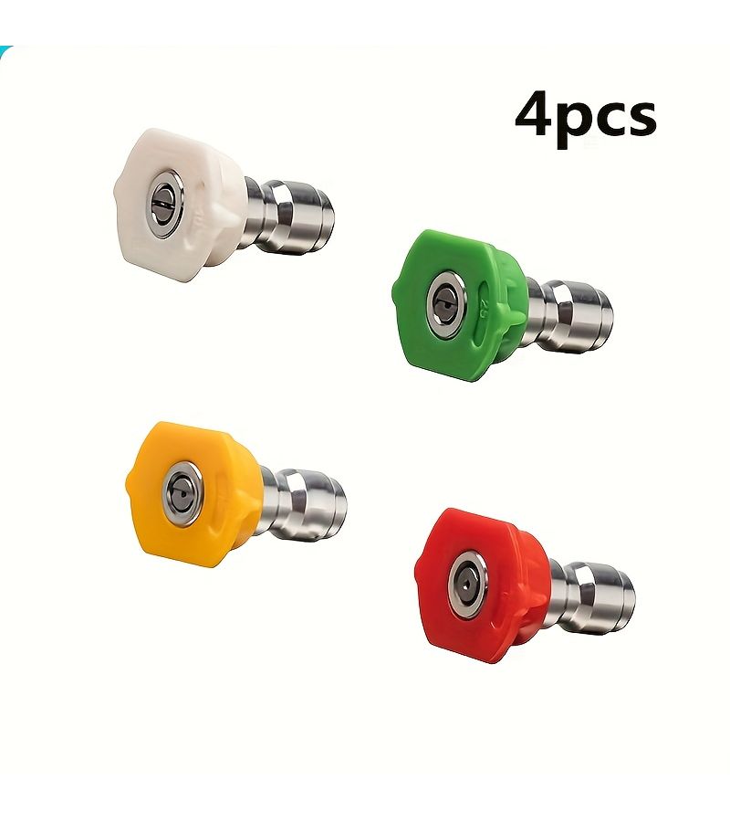 4 Piece High Pressure Cleaning Machine Quick Connect Nozzle Set For Car Washing Pressure Washer Gun With 0 15 25 Degree Fan Nozzle Spray Tip Assorted Colors - Image 1