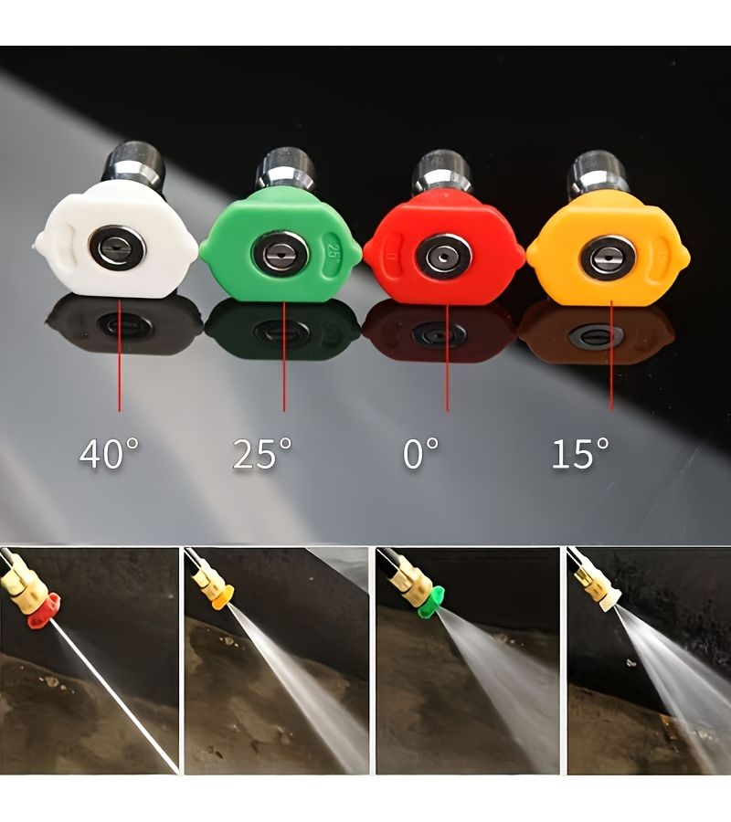 4 Piece High Pressure Cleaning Machine Quick Connect Nozzle Set For Car Washing Pressure Washer Gun With 0 15 25 Degree Fan Nozzle Spray Tip Assorted Colors - Image 2