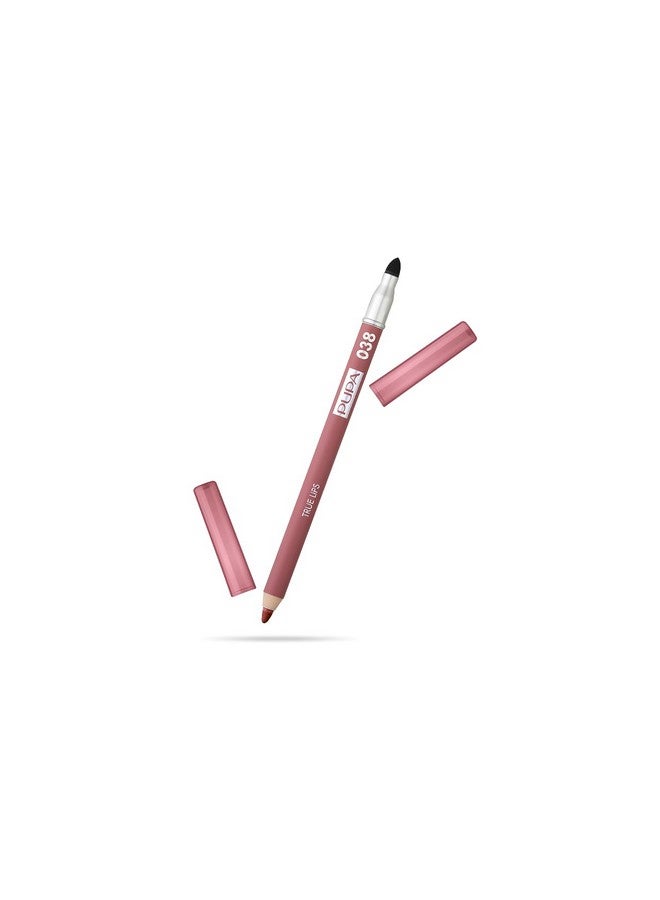 Pupa Milano True Lips Blendable Lip Liner - Dual-Ended Matte Lining Color and Brush - Light and Creamy, Hydrating, High Pigment, Smudge Proof Formula - Paraben Free - 038 Rose Nude - 0.042 oz - Image 1