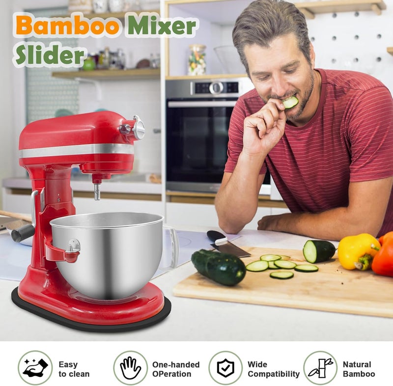 JAYOBGO Bamboo Mixer Slider for Kitchen Aid 5-8 Qt Bowl Lift Stand Mixer, Kitchen Appliance sliding mat Countertop Storage Attachments, Mixer Accessories Sliding Tray Moving Board for Kitchen Aid (Black) - Image 5