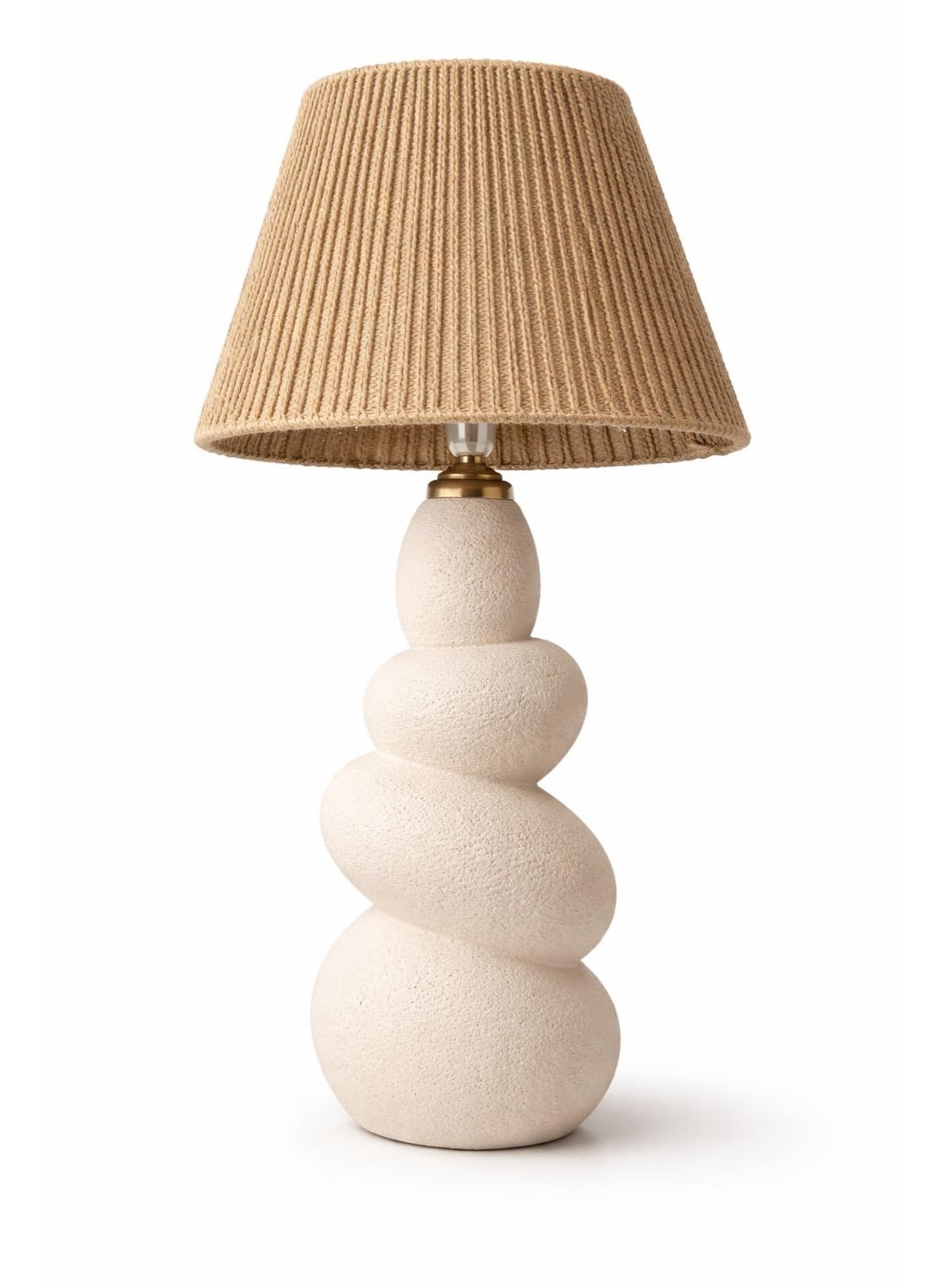 Calda Gravel Handcrafted Pottery Table Lamp – Unique Sculptural Stacked Stone Design – 100% Natural Clay with Rustic Jute Shade – Artisanal Decorative Lighting for Modern & Boho Homes