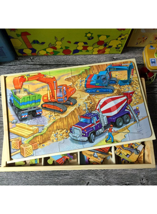 24-piece Children's Large Puzzle Traffic Car Dinosaur Animal 34567-year-old Boys And Girls Assembled Educational Toys-Color:Marine Animal Series - Image 3