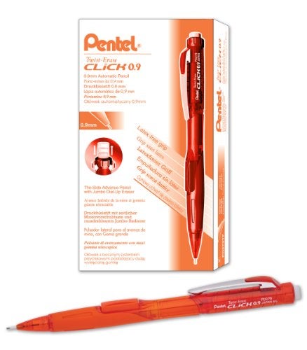 Pentel Twist-Erase CLICK Mechanical Pencil (0.9mm) Assorted Orange Barrels, Color May Vary Box of 12 (PD279TF) - Image 1