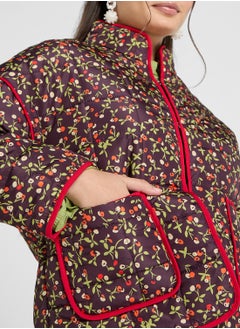 Ginger Floral Padded Jacket With Contrast Detail  - Image 3