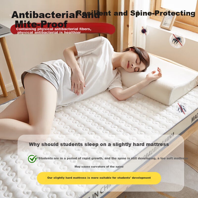 JD Jing Zao Wuyingongfang, Mu Yin Liangpin Textile Subsidiary Latex Mattress Pad for Student Dormitory, 0.9 Meter Bed, White 90x190cm - Image 1