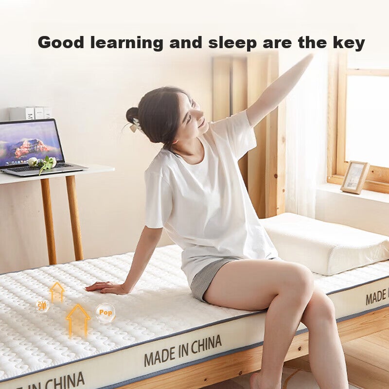 JD Jing Zao Wuyingongfang, Mu Yin Liangpin Textile Subsidiary Latex Mattress Pad for Student Dormitory, 0.9 Meter Bed, White 90x190cm - Image 3