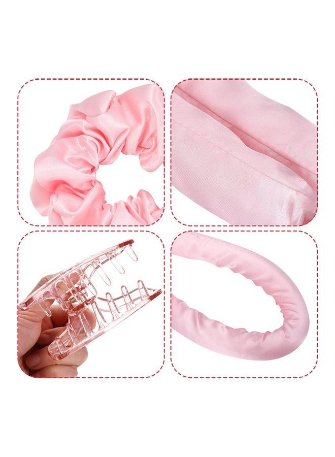 NIBEMINENT 4-Piece Heatless Curling Rod With Headband Pink - Image 4