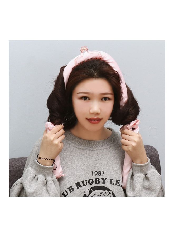 NIBEMINENT 4-Piece Heatless Curling Rod With Headband Pink - Image 3