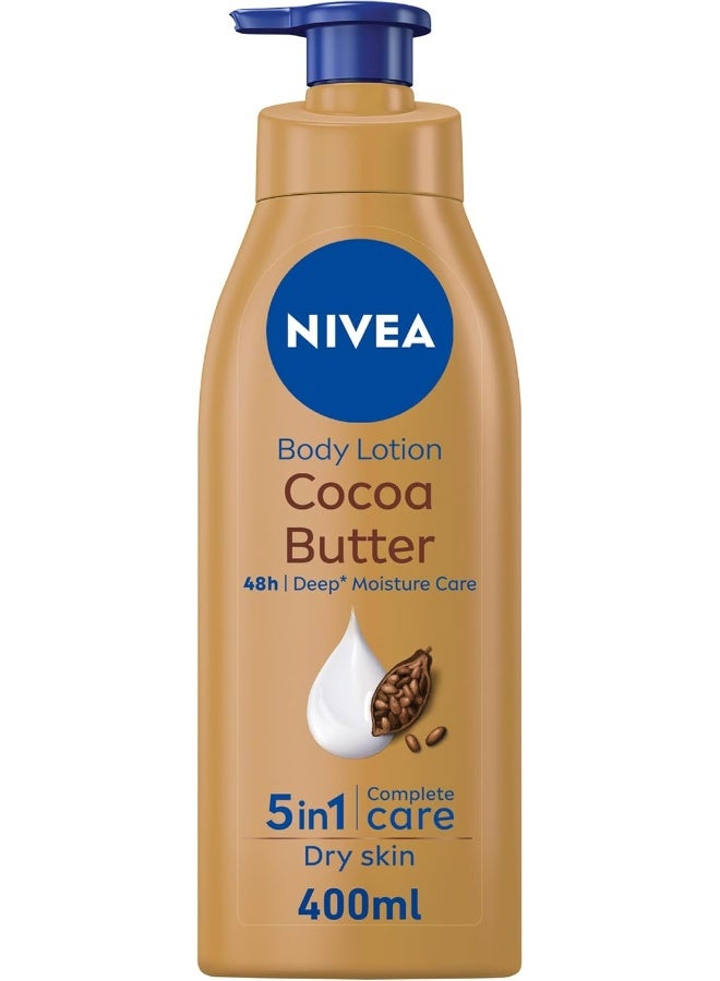NIVEA Body Lotion Dry Skin, Cocoa Butter Vitamin E, 400ml - Image 1